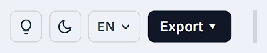 The same four controls in the light theme, the sun icon now replaced by a moon